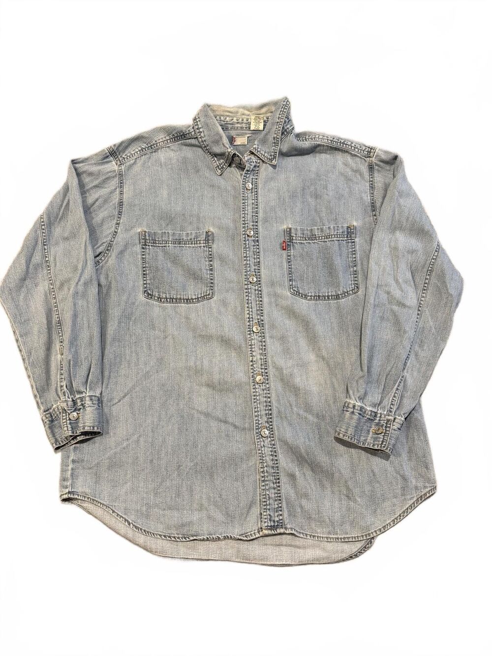 Levis Denim Button Up Shirt Women Large 100% Cotton Long Sleeve Oversized